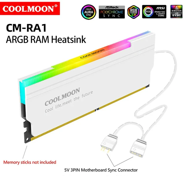 Alt view image 3 of 3 - 5V-3PIN ARGB DDR Memory RAM Cooler Aura Sync Memory Cooling Vest with Thermal Silicone Pad for Desktop Computer PC Memory