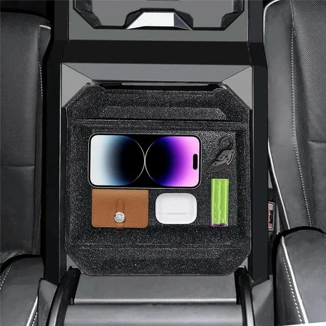 Alt view image 2 of 3 - Center Console Organizer For Tesla Cybertruck 2024, Upgraded Flocked ABS Tray Box For Cybertruck Replacement
