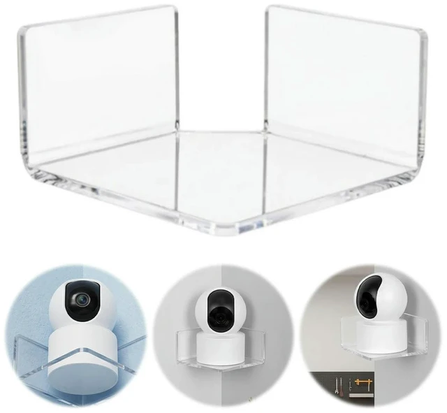 Main image of 2Pcs Acrylic Camera Corner Shelf Adhesive Wall Mount Floating Holder for Small Devices Baby Monitor Bedroom Kitchen