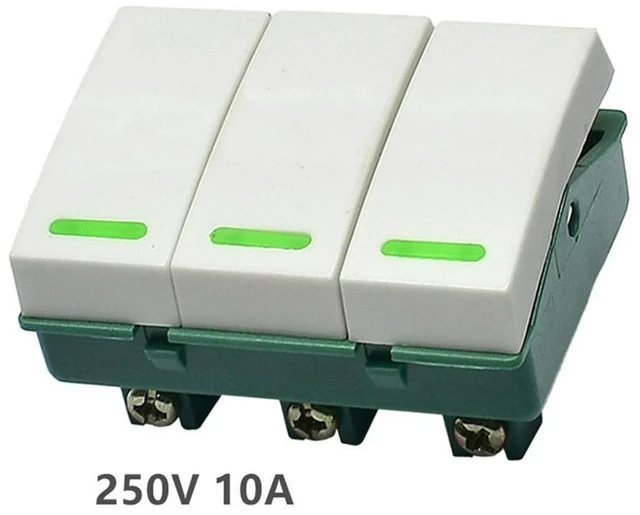 Main image of Universal 3-button Bathroom Heater Switch 250V 10A 3-way Heating Bulb Control Button Wall Mounted 3-key Power Switch Accessories