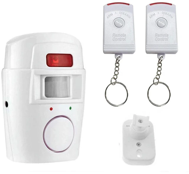 Main image of Motion Sensor Alarm with 2 Remote Controls PIR Alert Infrared Sensor Alarm -powered for Door Shed Garage Caravan
