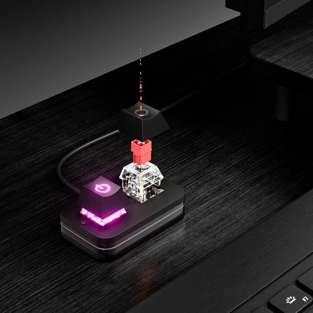 Alt view image 2 of 3 - 2M Desktop Computer Power Switch with ON Off Reset Power Supply Control Adapter Cable with RGB Light for Computers Motherboard