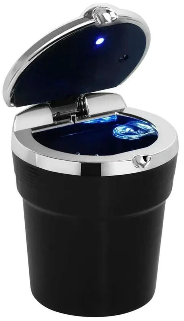 Main image of 2X Car Ashtray With Lid - Travel Car Ashtray Self-Extinguishing - Made Of Fire Resistant Plastic, Black