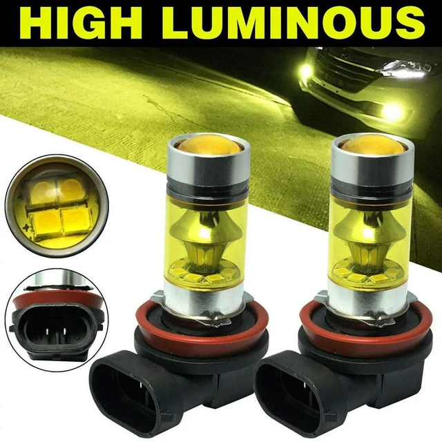 Main image of 4 X High Power Led Lights 100W H8 H11 Yellow Fog Light 2828 20Led Headlight Lamp