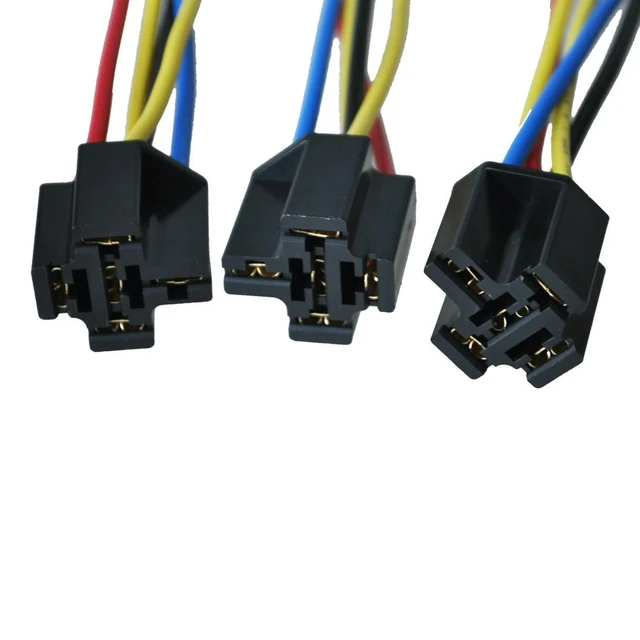 Alt view image 2 of 3 - 10 Pcs 5 Pin Wires Cable Relay Socket Harness Connector DC 12V For Car Auto