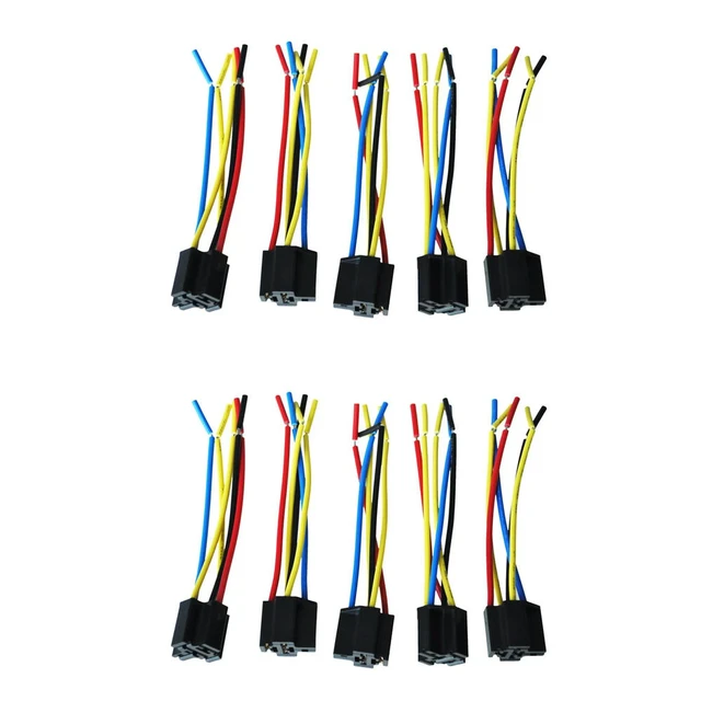 Alt view image 3 of 3 - 10 Pcs 5 Pin Wires Cable Relay Socket Harness Connector DC 12V For Car Auto