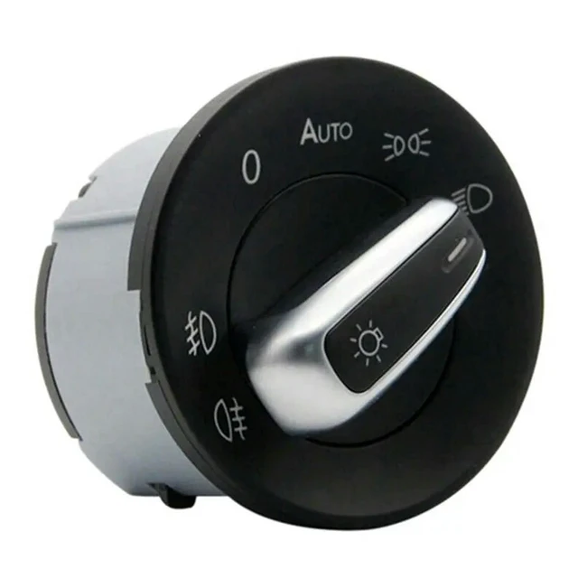 Alt view image 3 of 3 - 1 Piece Car Chrome Fog Lamp Headling Knob Switch 1ZD941431B Black For Skoda Octavia 2007-2016