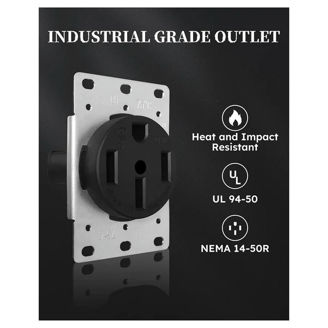 Alt view image 3 of 3 - NEMA14-50 Outlet By Industrial Grade for Even Safer,No Overheating or Melting, EV Charging 50Amp 125/250V Receptacle