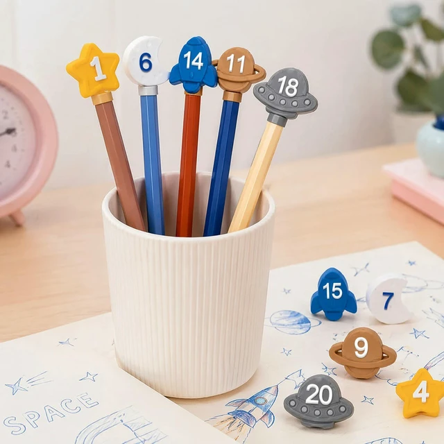 Alt view image 2 of 3 - 30 Pcs Numbered Pencil Toppers 1-30 Classroom Pencil els Number Pencil Markers for Supply Stations and School Organization