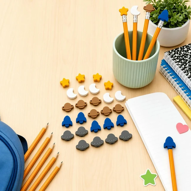 Alt view image 3 of 3 - 30 Pcs Numbered Pencil Toppers 1-30 Classroom Pencil els Number Pencil Markers for Supply Stations and School Organization