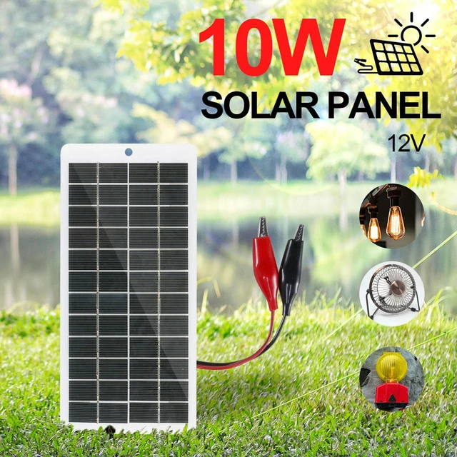 Alt view image 3 of 3 - 10W Charger with Carabiner 12V Solar Power Charger Polysilicon Solar Charger Plate for Outdoor Lamp Pump