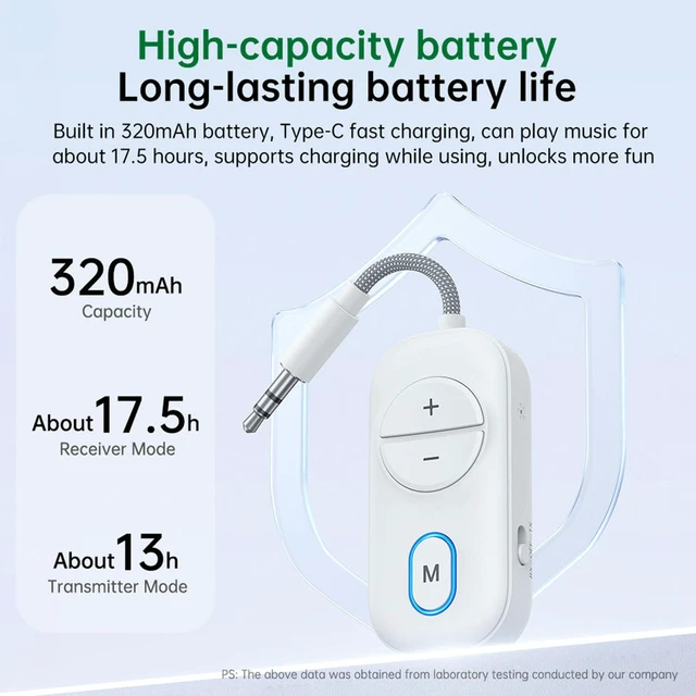 Alt view image 3 of 3 - BT 5.5 2-in-1 Audio Adapter 3.5mm AUX Jack BT Audio Adapter USB-C Charging Plug and Play for Airplane Travel Essentials