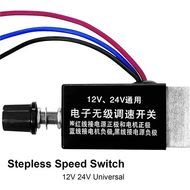 Alt view image 3 of 3 - 3Pc Motor Speed Regulator DC 12V/24V 10 A Motor Speed Controller Switch For Car Truck Fan Heater Control