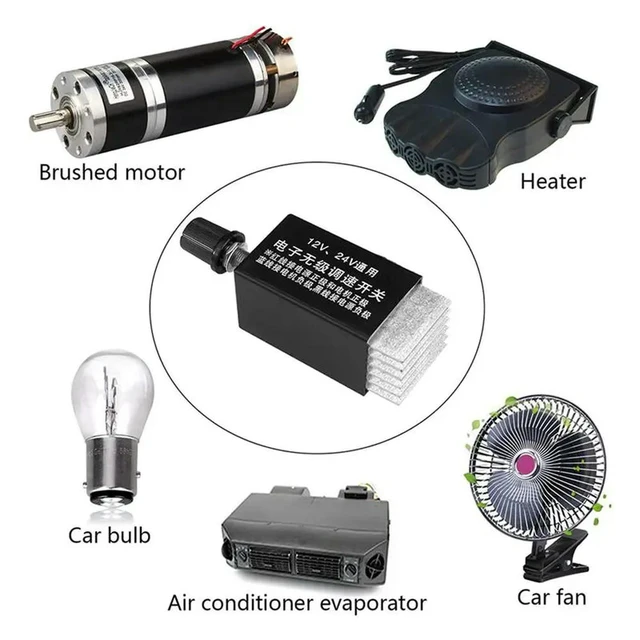 Alt view image 2 of 3 - 3Pc Motor Speed Regulator DC 12V/24V 10 A Motor Speed Controller Switch For Car Truck Fan Heater Control