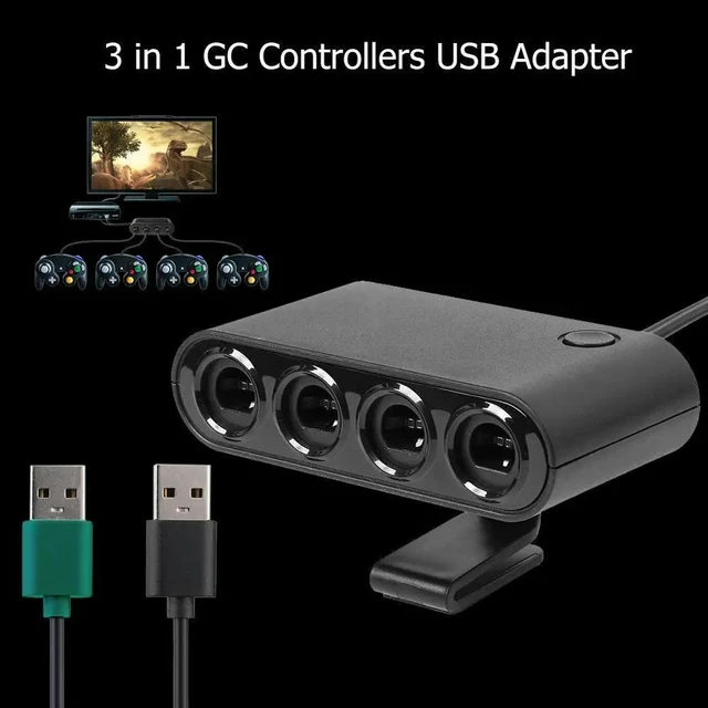 Alt view image 2 of 3 - 4 Ports USB GC Controller Adapter w/Stand Holder Fit for Nintend Switch Console
