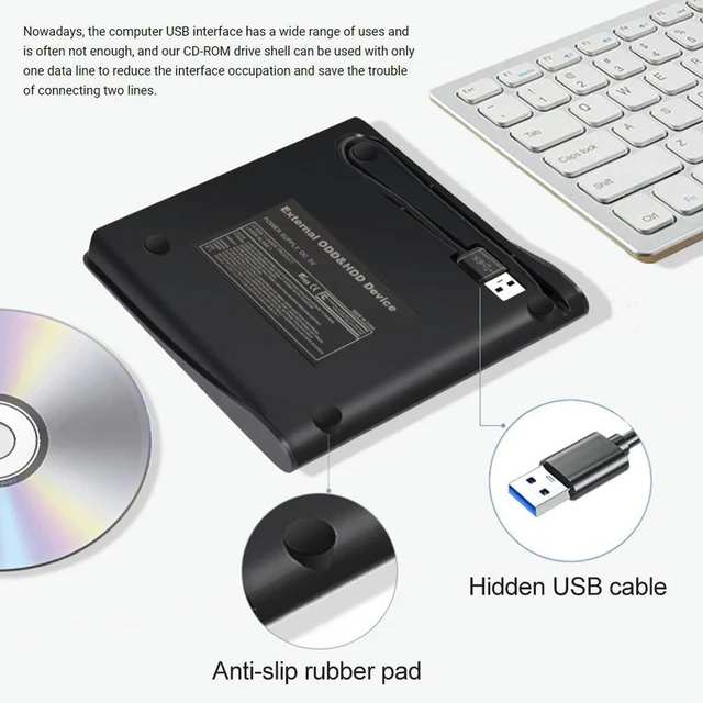 Alt view image 3 of 3 - 5Gbps 12.7mm USB 3.0 SATA External DVD CD-ROM RW Player Optical Drives Enclosure