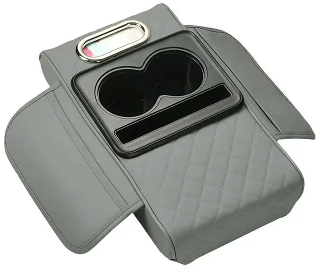 Main image of Thicken Height Pad Armrest Box Multifunctional Car Armrest Mat Cup Holder Tissue Box Arm Rest Cushion Gray