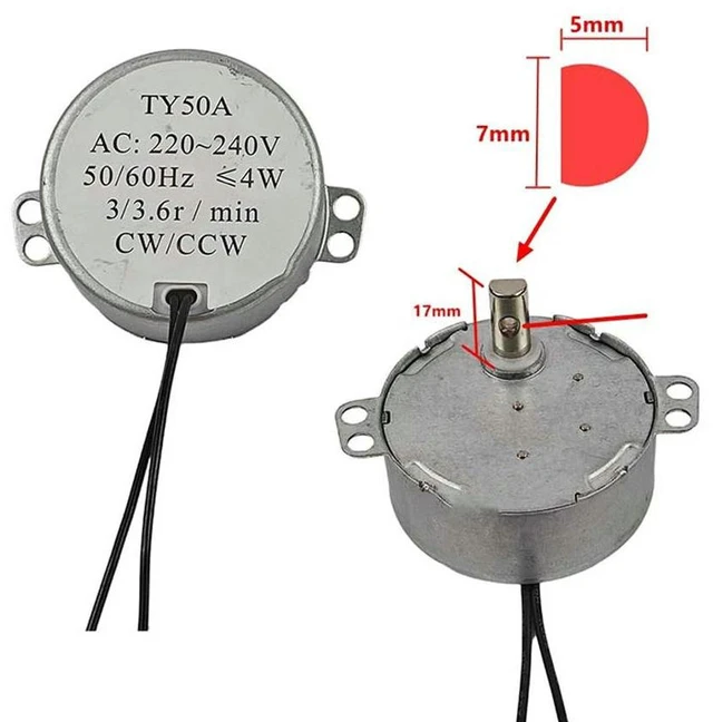Alt view image 2 of 3 - TY50A AC220V-240V 3/3.6r/min CW CCW 50/60Hz 4W Oscillating Synchronous Motor for Midea Fan 50TYJ Oscillating Motor Accessories