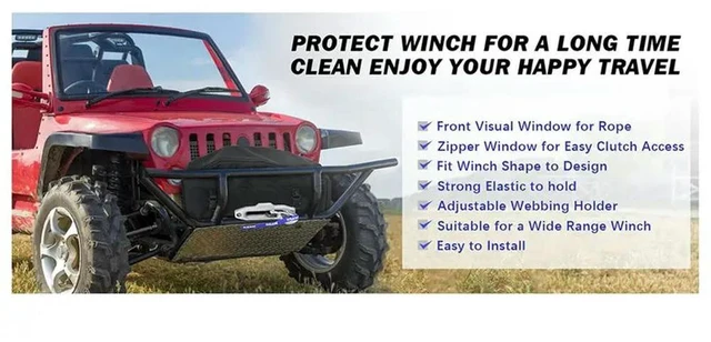 Alt view image 2 of 3 - UV& Weather Resistant Winch Cover For Heavy Duty For 9500-12000 Lbs, Secure Fit-Designed For Outdoor Applications