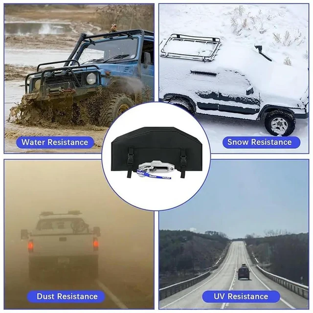 Alt view image 3 of 3 - UV& Weather Resistant Winch Cover For Heavy Duty For 9500-12000 Lbs, Secure Fit-Designed For Outdoor Applications
