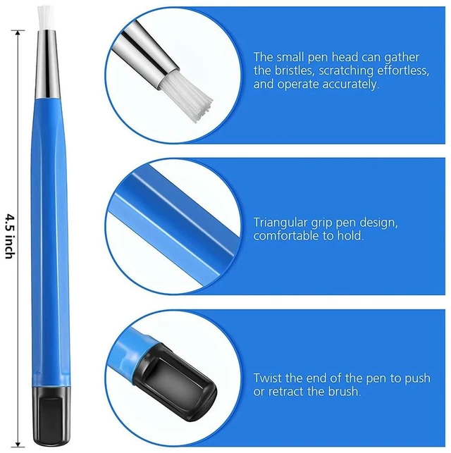 Alt view image 2 of 3 - 4Pcs/Set Rust Removal Brush Pen Glass Fiber / Brass /Steel /Nylon Brush Pen Shape Watch Parts Polishing Cleaning Tool