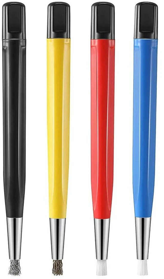 Main image of 4Pcs/Set Rust Removal Brush Pen Glass Fiber / Brass /Steel /Nylon Brush Pen Shape Watch Parts Polishing Cleaning Tool