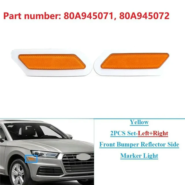 Alt view image 2 of 3 - 1 Pair Front Bumper Side Marker Lights Yellow Parts Accessories Fits For Q5 SQ5 2018-2020 80A945071 80A945072