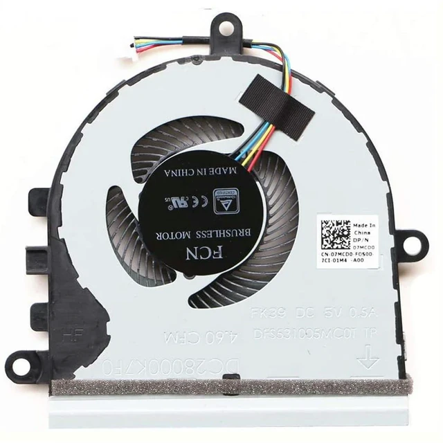 Alt view image 2 of 3 - 07MCD0 Laptop CPU Cooling Fan Cooler for Inspiron 15 5570 5575 3583 3584 3585 5593 3533 P75F 7MCD0 DC28000K7F0 PB7806S05HN2