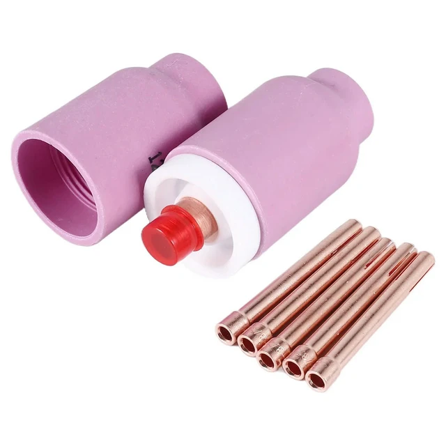 Alt view image 3 of 3 - 9Pcs TIG Welding Torch Large Long Gas Lens & Alumina Cup for WP17 WP18 WP26 TIG Collet Bodies Spares Kit Accessories