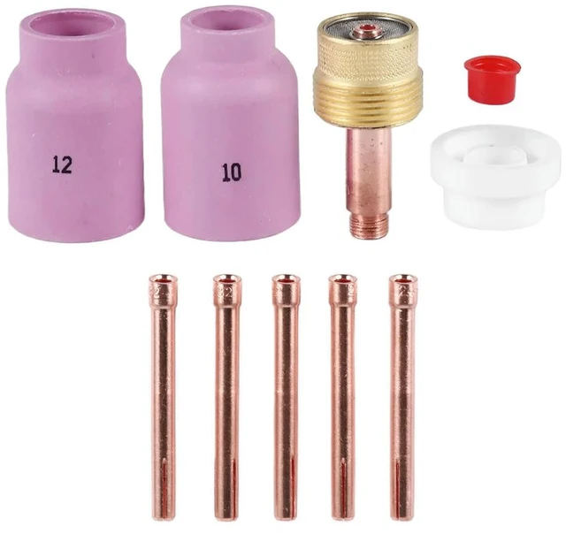 Main image of 9Pcs TIG Welding Torch Large Long Gas Lens & Alumina Cup for WP17 WP18 WP26 TIG Collet Bodies Spares Kit Accessories