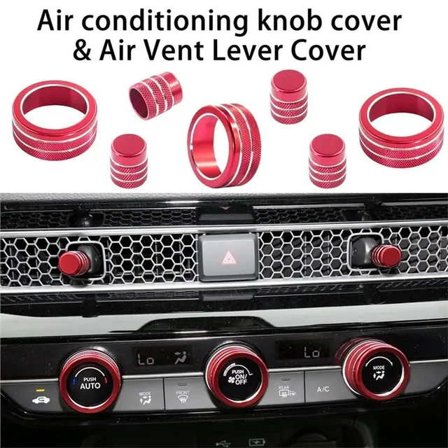 Alt view image 3 of 3 - For Honda Civic For CRV 2023-2026, For 9Pcs Air Conditioning Knob Cover Start Stop Button Ring Accessories 2022-2026