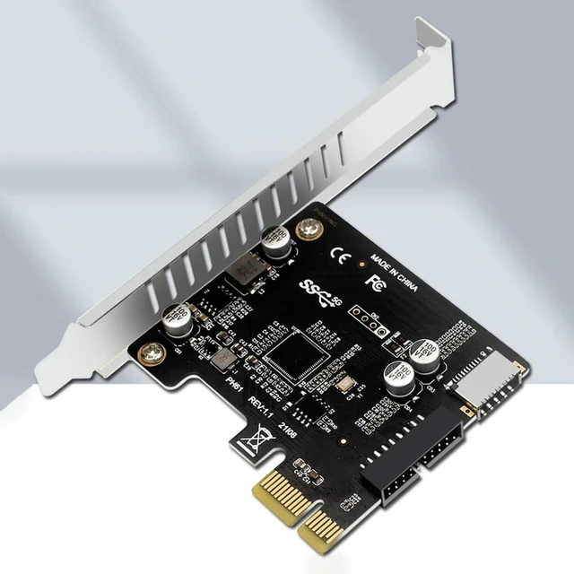 Alt view image 3 of 3 - PC PCI-E To USB 3.0 PCIE Expansion Controller Card 19PIN PCI-E To USB 3.0 Type C Front Panel Adapter