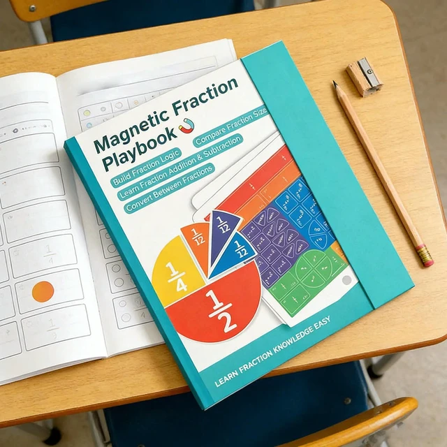 Alt view image 3 of 3 - Magnetic Fraction Playbook Reusable Hands-On Fractions Board Fractions Teaching Aids Manipulatives for Elementary School