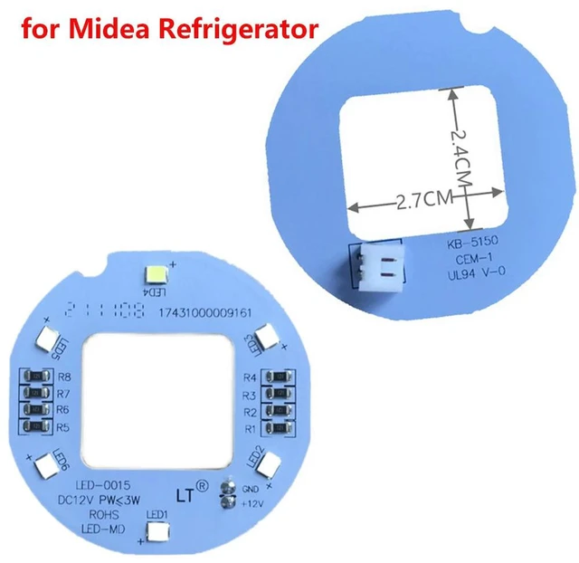 Main image of 1PCS Freezer Light Round LED Lighting For Midea Refrigerator LED Light Panel BCD-230WT 186WM 231WTM DC12V 3W Refrigerator Lamp