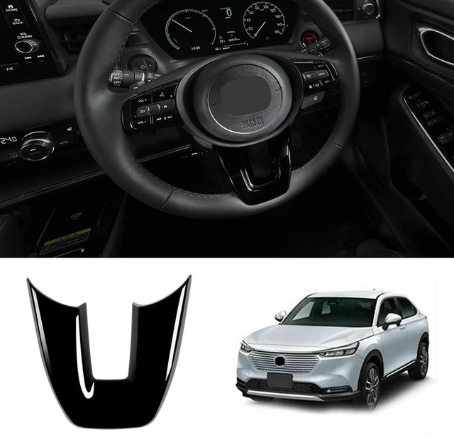 Main image of 3X Car Glossy Black V Style Steering Wheel Panel Cover Trim Decoration Frame Sticker For Honda Vezel HR-V HRV 2021 2022