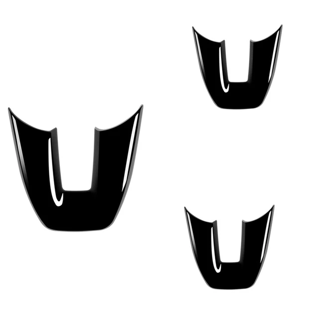 Alt view image 3 of 3 - 3X Car Glossy Black V Style Steering Wheel Panel Cover Trim Decoration Frame Sticker For Honda Vezel HR-V HRV 2021 2022