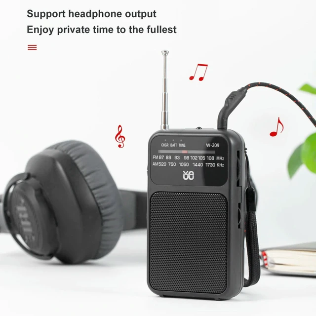 Alt view image 3 of 3 - Pocket AM FM Radio Operated Pointer Radio Built-in Speaker w/ 3.5mm Headphone Jack Stereo Radio Player