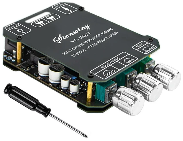 Main image of YS-1002T Digital Power Amplifier Module BT/AUX Input 100W+100W DIY Speakers Power Amp Treble & Bass Control for DIY Speakers