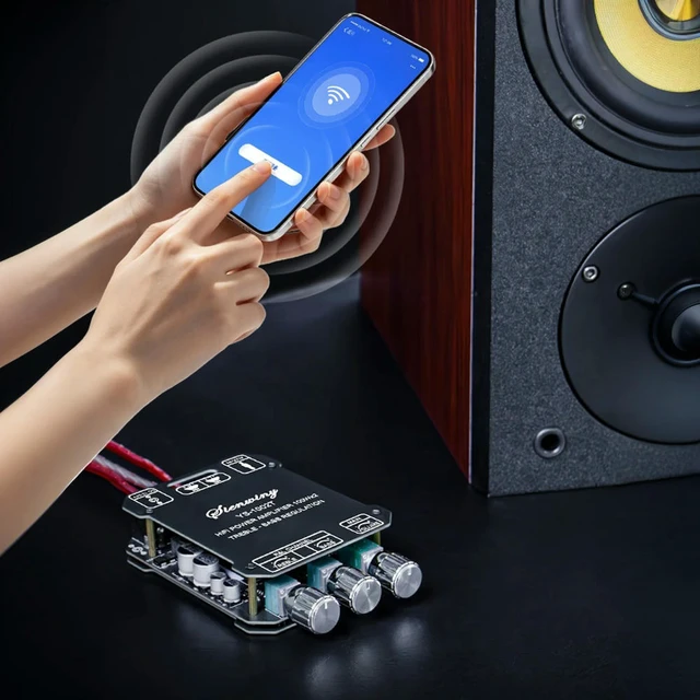 Alt view image 2 of 3 - YS-1002T Digital Power Amplifier Module BT/AUX Input 100W+100W DIY Speakers Power Amp Treble & Bass Control for DIY Speakers