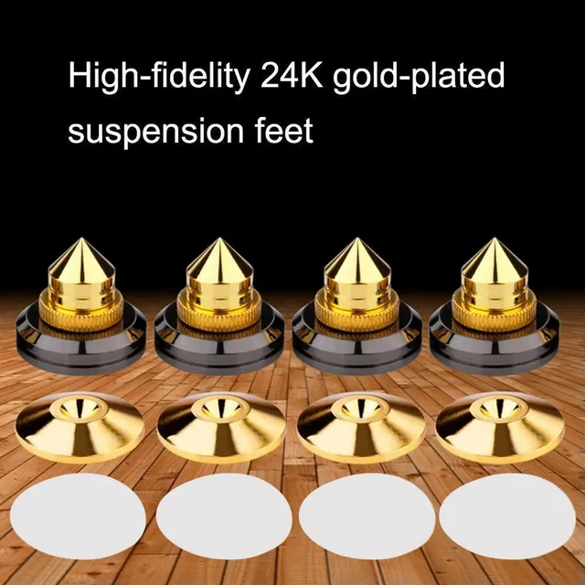 Alt view image 2 of 3 - 4pcs Copper Speaker Spikes Stand CD Subwoofer Amplifier Turntable Isolation Feet