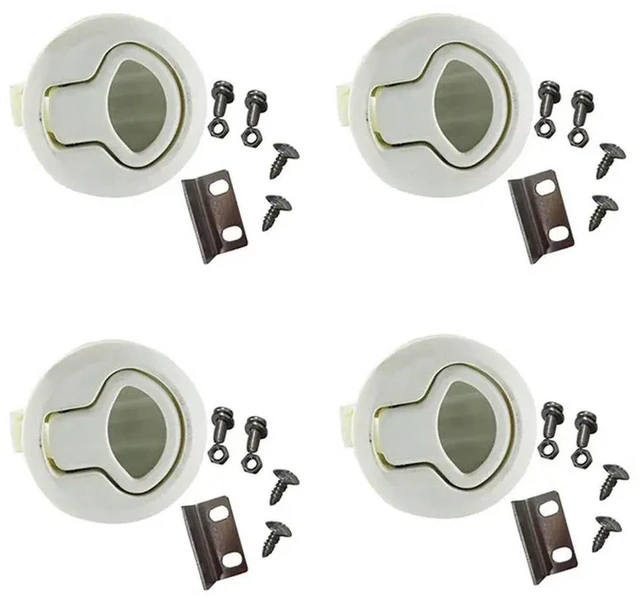 Main image of 4X Latch Hatch Round Pull Latchlatch Flush Pull For1/4 Door Boat Deck Hatch RV Drawers Cabinet Yacht