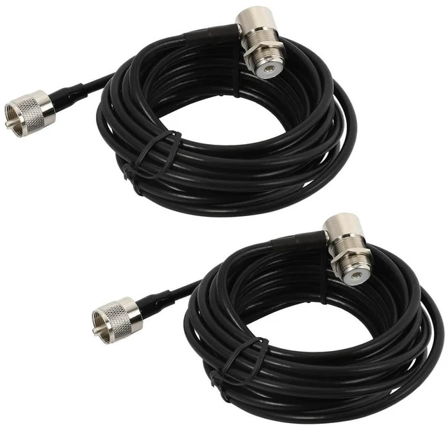 Main image of 2X 16Ft RG58 PL259 UHF To SO239 Connectors For Car Radio Mobile Antenna Mount Cable