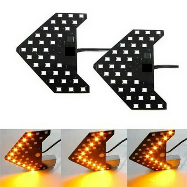 Alt view image 2 of 3 - 6Pcs Amber Yellow 33-SMD Sequential LED Arrows For Car Side Mirror Turn Signal Lights
