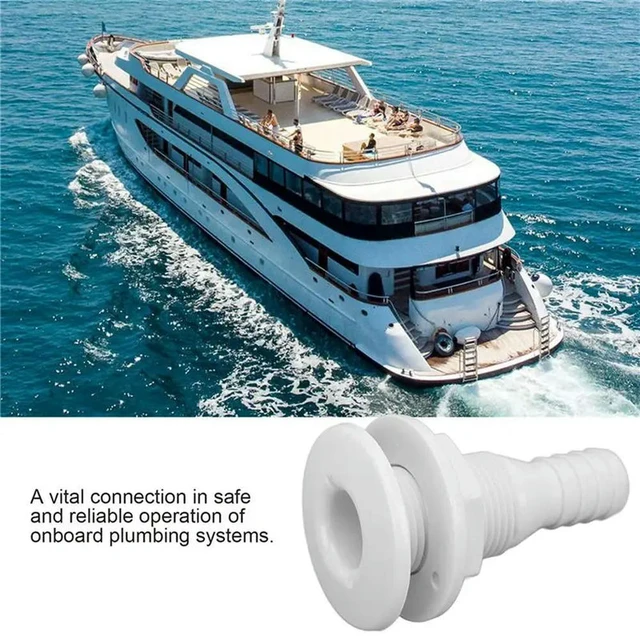 Alt view image 2 of 3 - 5X Boat Water Drain Scupper ABS 3/4In White Through Hull Connector Hose Coupling Drain Outlet Replacement Hardware