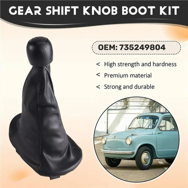 Alt view image 2 of 3 - For Fiat 600 Seicento 1998-2010 Manual Transmission Shifter Cover Replacement Gear Shift Knob Boot 735249804 Kit