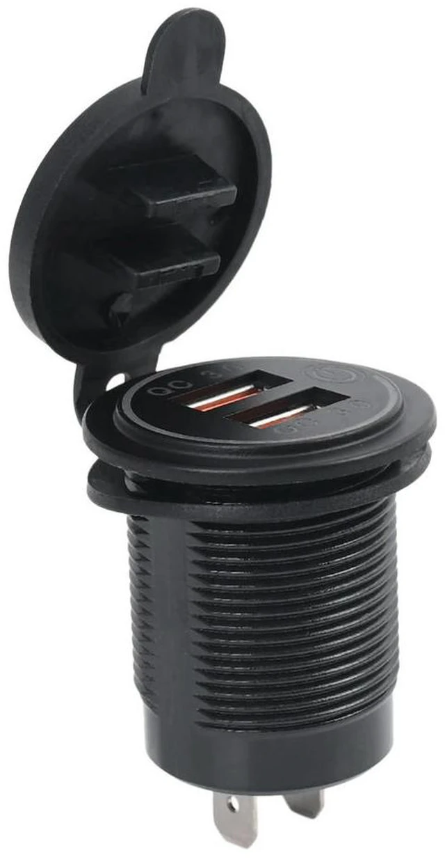 Main image of 3X Quick Charge 3.0 Dual USB Car 12V 36W USB Fast With Switch For Boat Motorcycle Truck Golf Cart Green