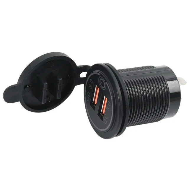Alt view image 2 of 3 - 3X Quick Charge 3.0 Dual USB Car 12V 36W USB Fast With Switch For Boat Motorcycle Truck Golf Cart Green