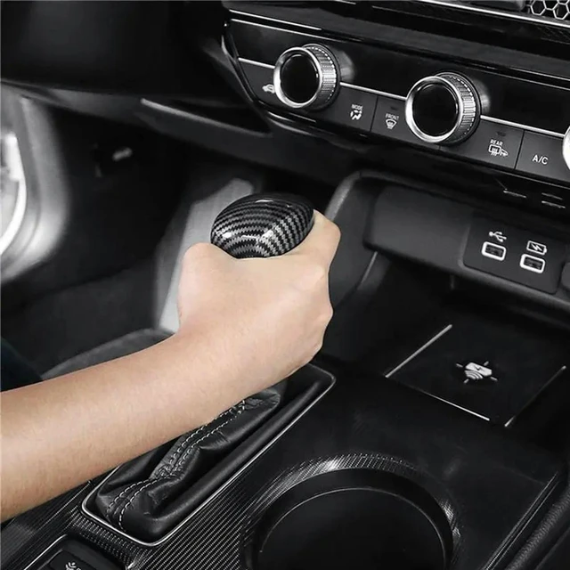Alt view image 2 of 3 - 3X Black Carbon Fiber Car Gear Shift Knob Cover Trim Gear Head Cover For Honda Civic 2022