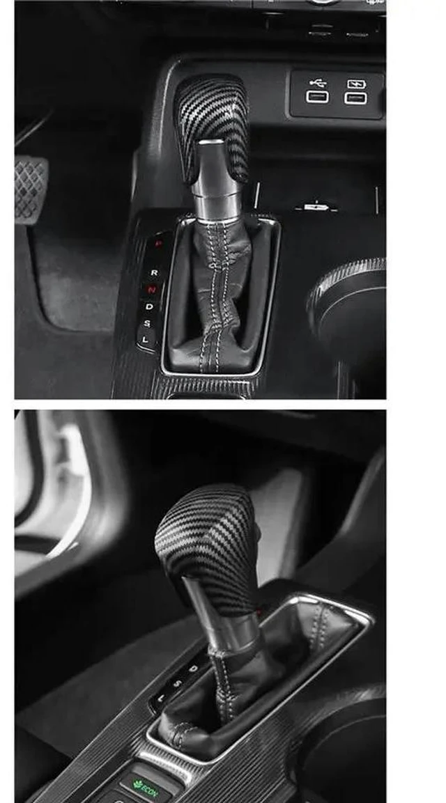 Alt view image 3 of 3 - 3X Black Carbon Fiber Car Gear Shift Knob Cover Trim Gear Head Cover For Honda Civic 2022