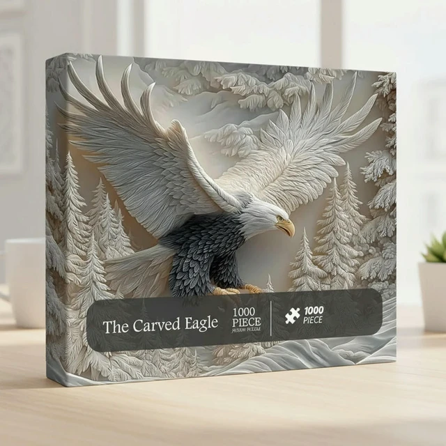 Alt view image 2 of 3 - Majestic Bald Eagle Puzzle Game 1000 Pieces Eagle Puzzles Games Carved Eagle Puzzle for Adults Family Activity & Home Decor
